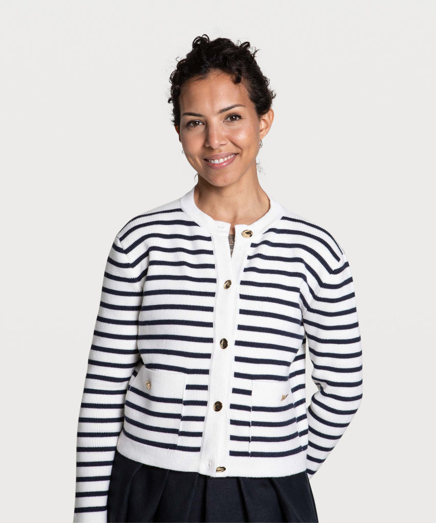 Striped Cotton Cardigan Miaki Swiss Made Womenswear