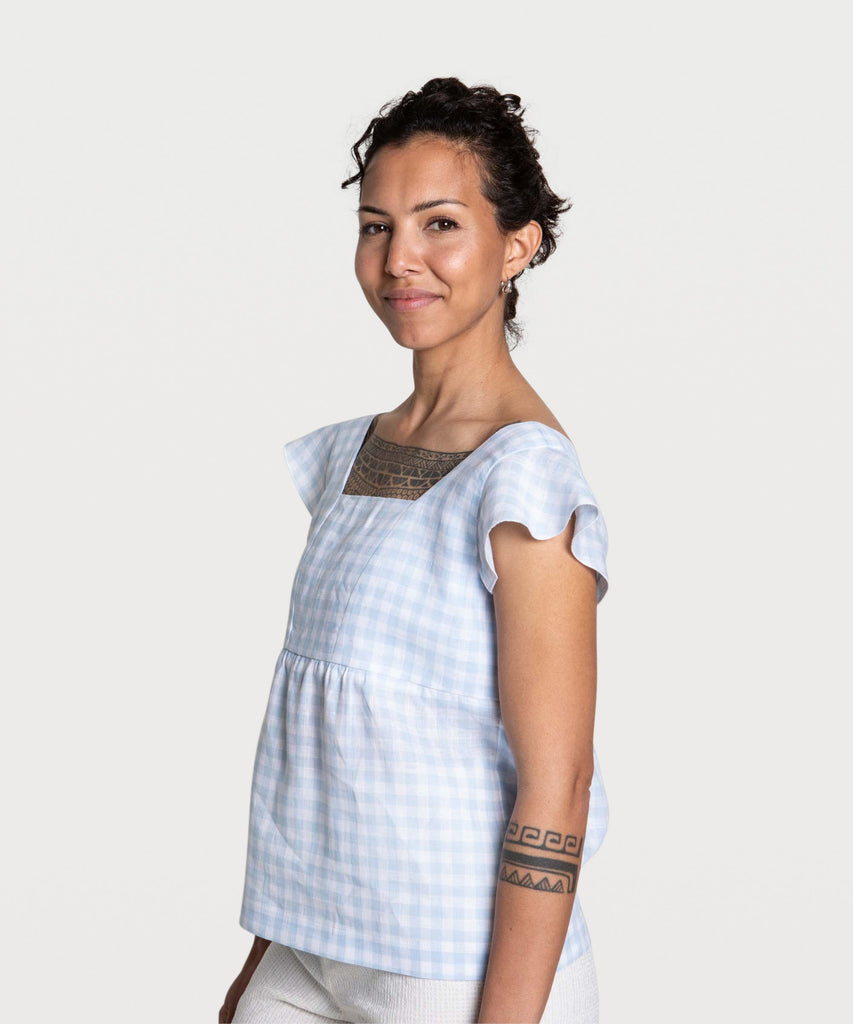 Volant Linen Top Miaki Swiss Made Womenswear
