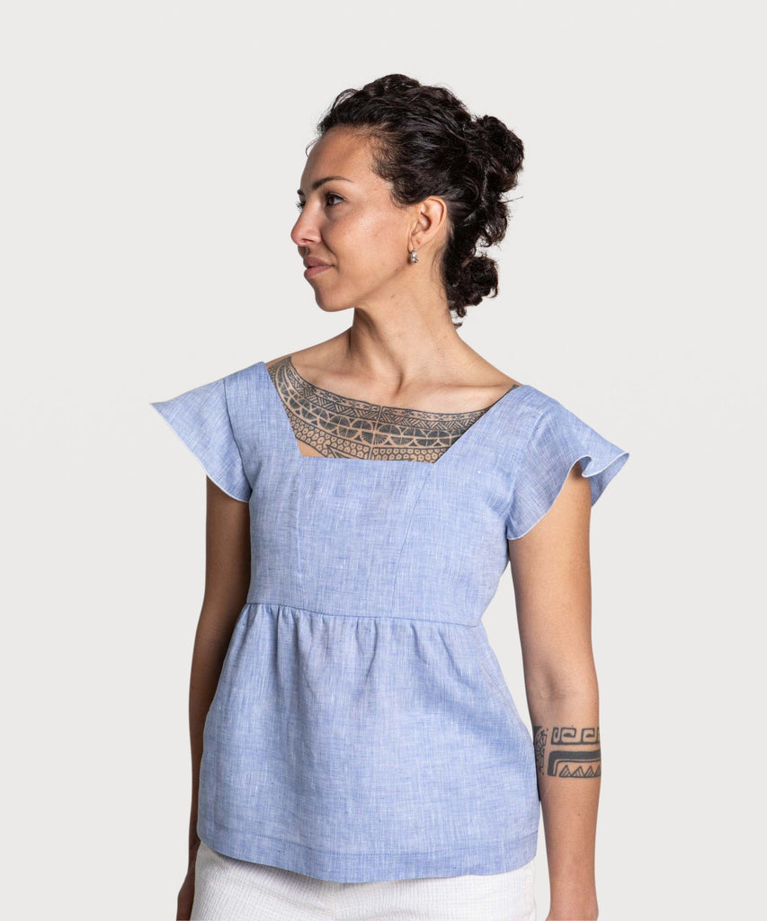 Volant Linen Top Miaki Swiss Made Womenswear