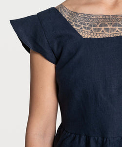 Volant Linen Dress Miaki Swiss Made Womenswear