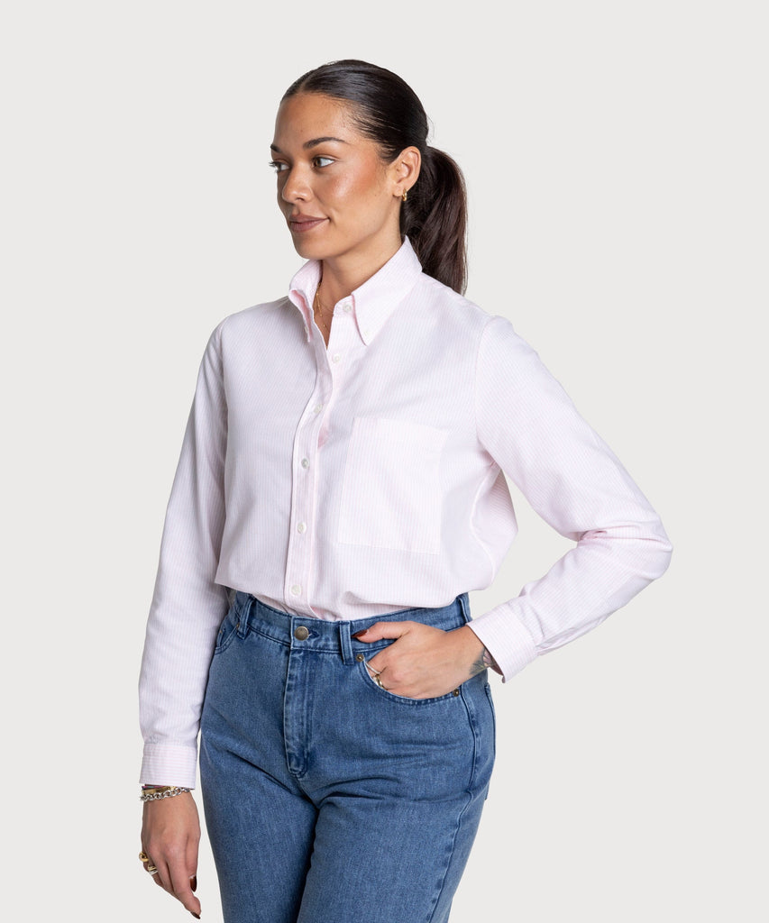 Pink / 34 Relaxed Oxford Stripe Shirt Miaki Swiss Made Womenswear