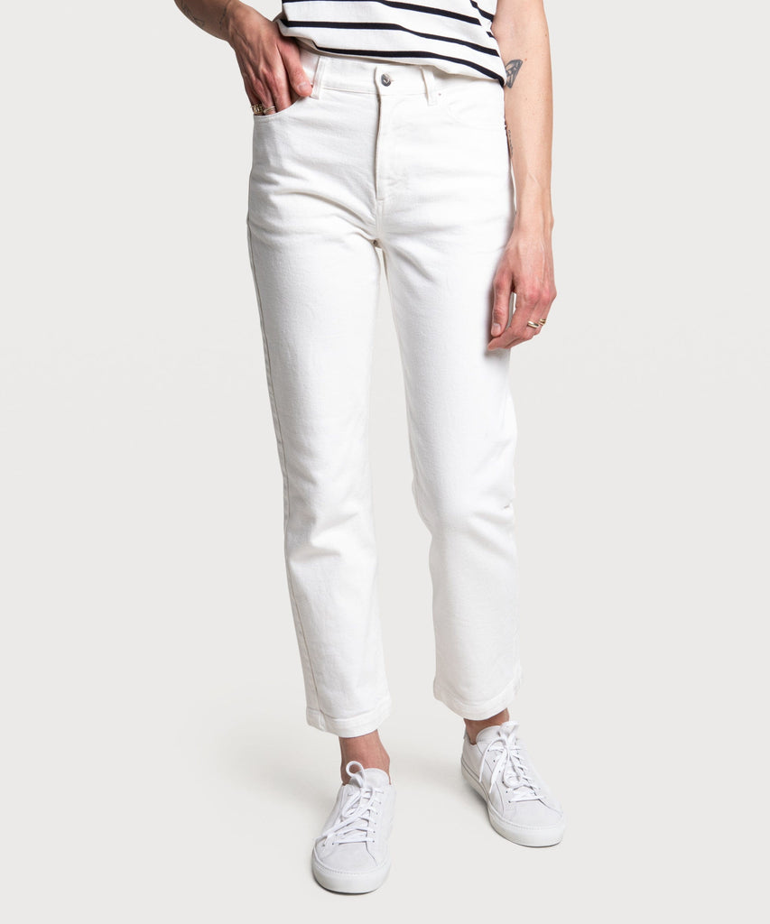 Off White / 34 Straight Crop Jeans Miaki Swiss Made Womenswear