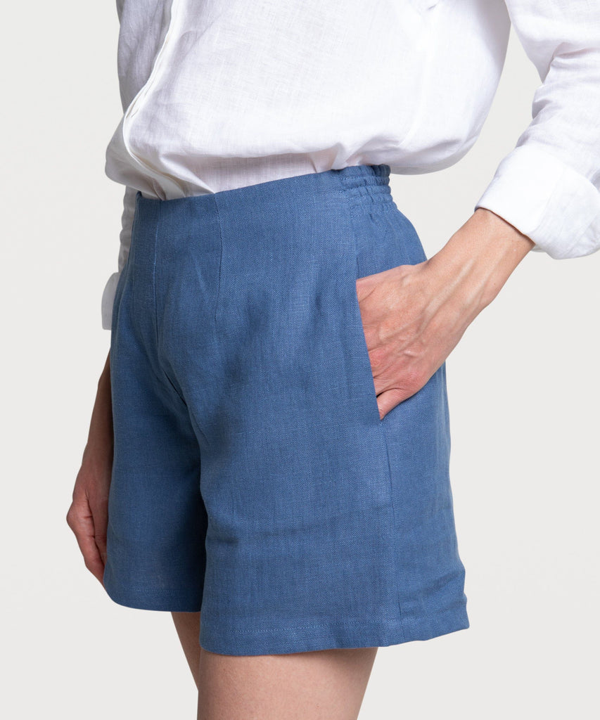 Blue / 34 Relaxed Linen Weekend Shorts Miaki Swiss Made Womenswear