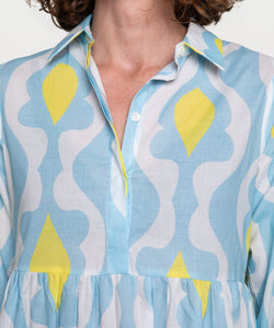 Printed Relaxed Long Shirt Dress Miaki Swiss Made Womenswear