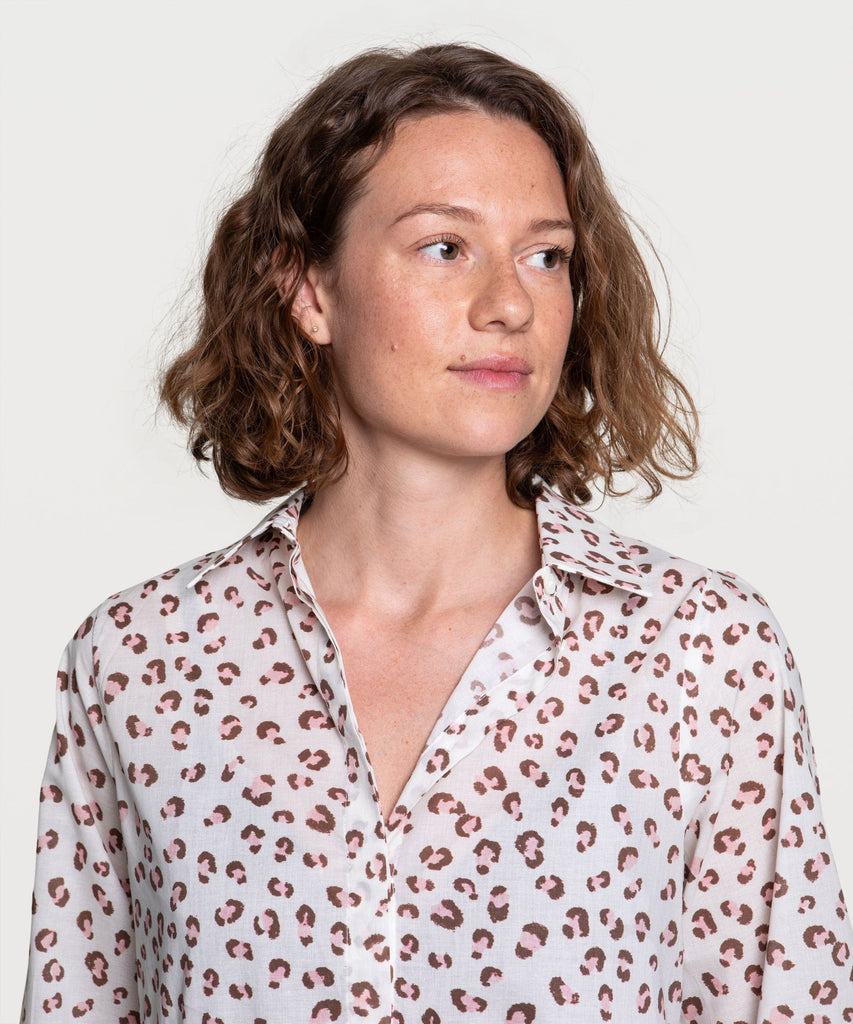 Printed Relaxed Long Shirt Dress Miaki Swiss Made Womenswear