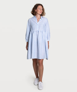 Light Blue / XS Striped Relaxed Short Shirt Dress Miaki Swiss Made Womenswear