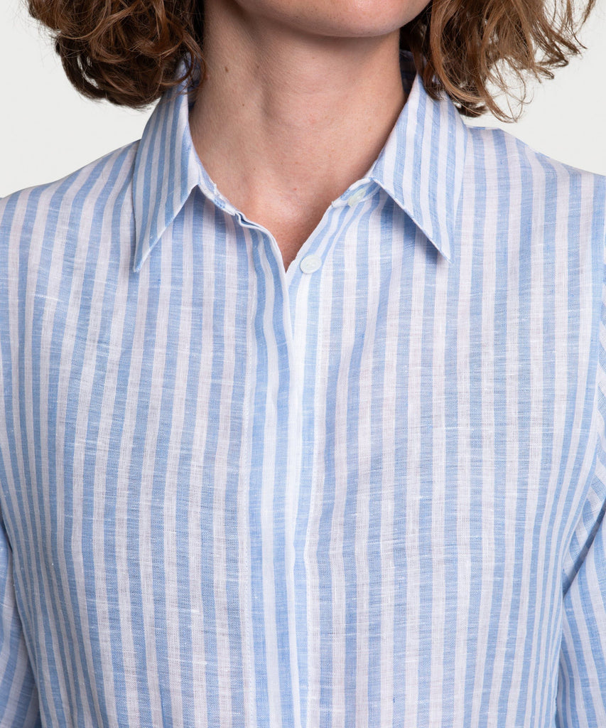 Striped Relaxed Short Shirt Dress Miaki Swiss Made Womenswear