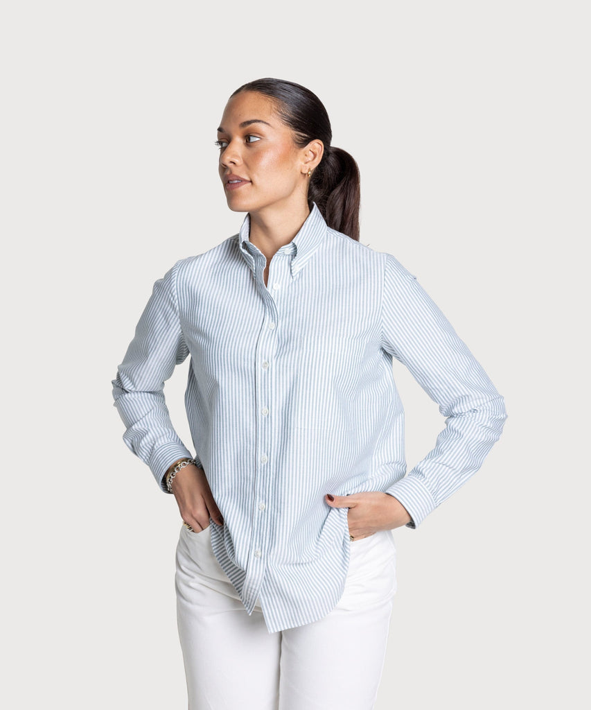 Green / 34 Relaxed Oxford Stripe Shirt Miaki Swiss Made Womenswear