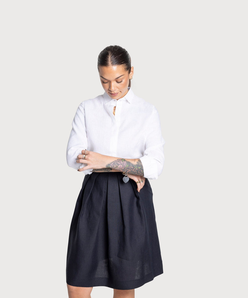 Pleated Linen Skirt Miaki Swiss Made Womenswear