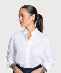 White / 34 Relaxed Linen Shirt Miaki Swiss Made Womenswear
