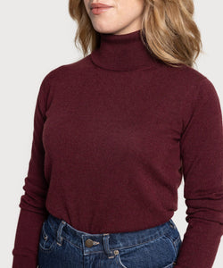 Bordeaux / XS Cashmere Rollneck Sweater Miaki Swiss Made Womenswear