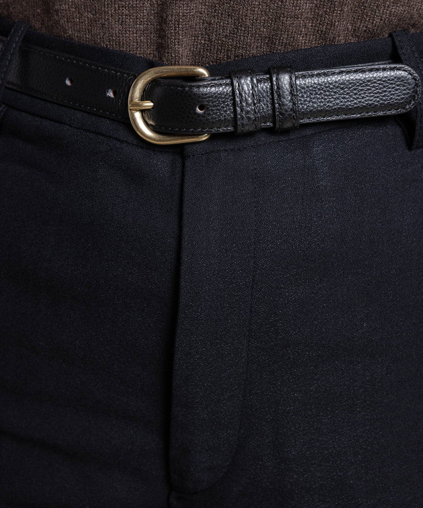 Classic Grained Leather Belt Miaki Swiss Made Womenswear