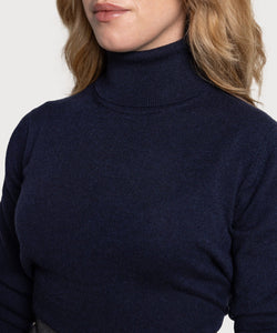 Navy / XS Cashmere Rollneck Sweater Miaki Swiss Made Womenswear
