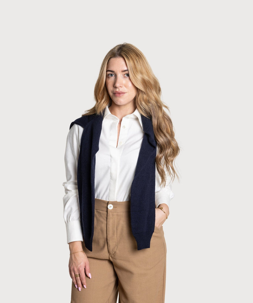 White / 34 Everyday Cashmere Flannel Shirt Miaki Swiss Made Womenswear