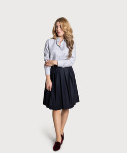 Navy / 34 Pleated Flannel Skirt Miaki Swiss Made Womenswear