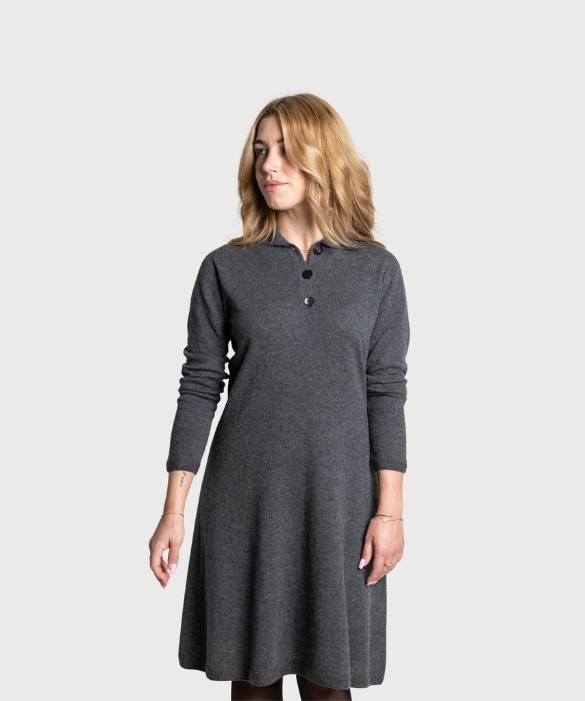 Grey / XS Knitted Polo Dress Miaki Swiss Made Womenswear