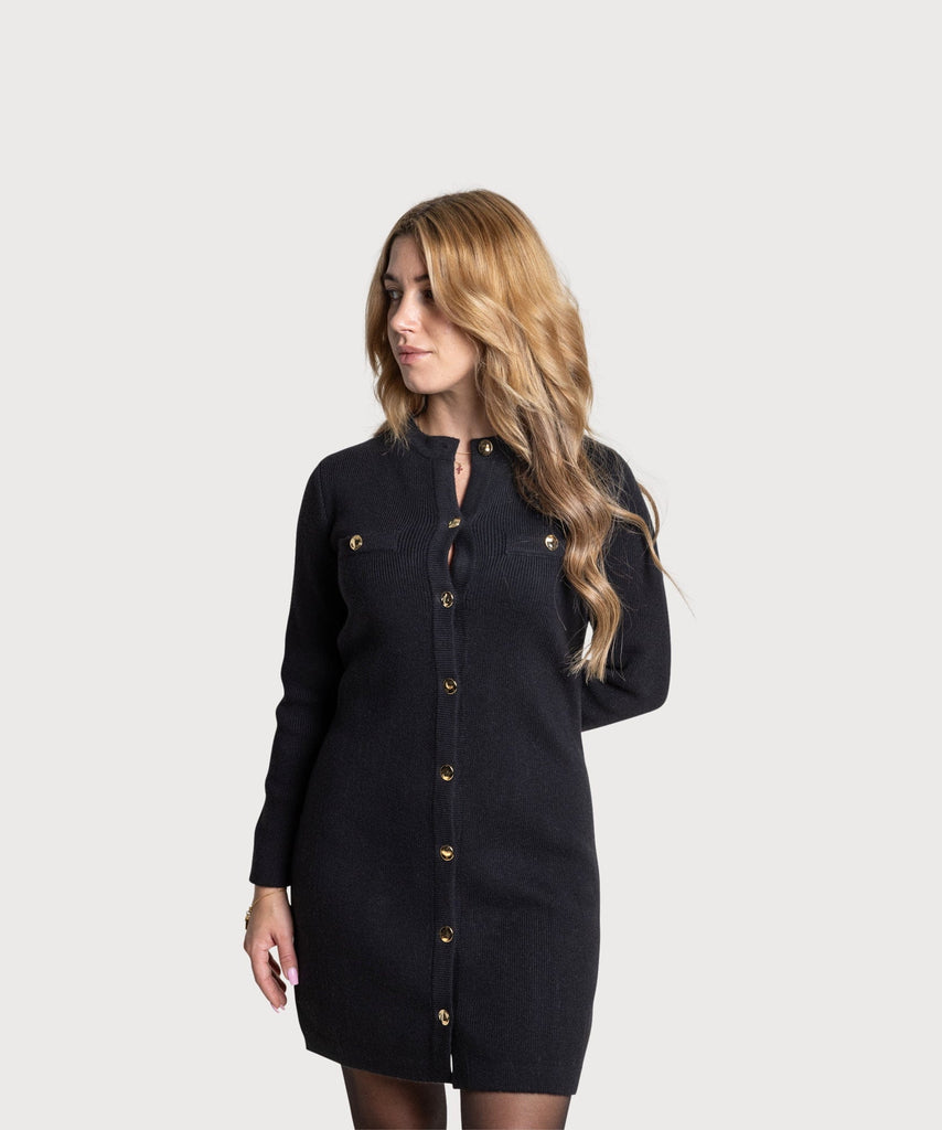 Black / XS Heavy Wool Dress with Pockets Miaki Swiss Made Womenswear