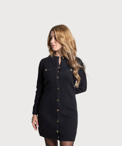 Black / XS Heavy Wool Dress with Pockets Miaki Swiss Made Womenswear