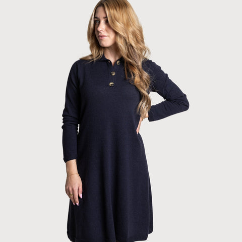Navy / XS Knitted Polo Dress Miaki Swiss Made Womenswear