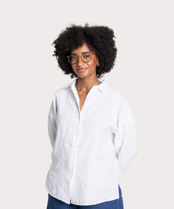 White / S Oversized Linen Shirt Miaki Swiss Made Womenswear