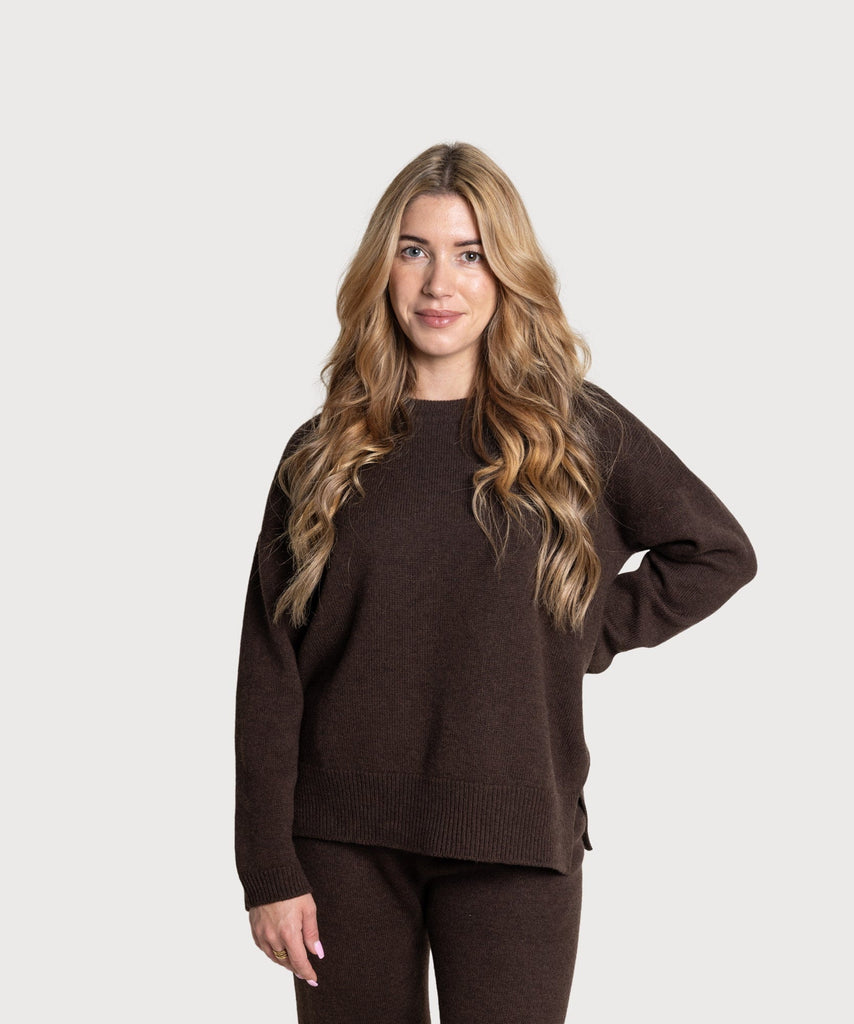 Dark Brown / XS Relaxed Wool Sweater Miaki Swiss Made Womenswear