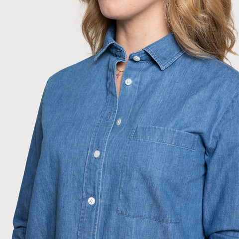 Relaxed Washed Chambray Shirt Miaki Swiss Made Womenswear