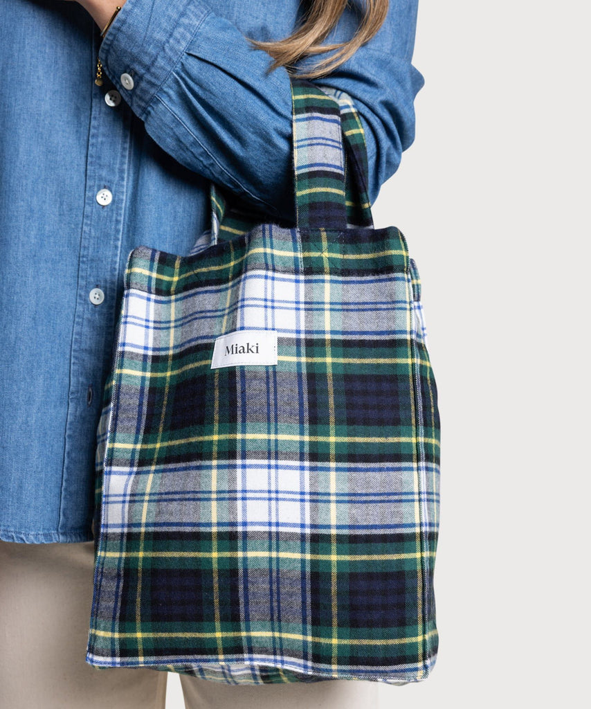 Green/ Yellow / One Size Flannel Mini Tote Bag Miaki Swiss Made Womenswear