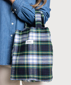 Green/ Yellow / One Size Flannel Mini Tote Bag Miaki Swiss Made Womenswear