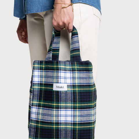 Green/ Yellow / One Size Flannel Mini Tote Bag Miaki Swiss Made Womenswear