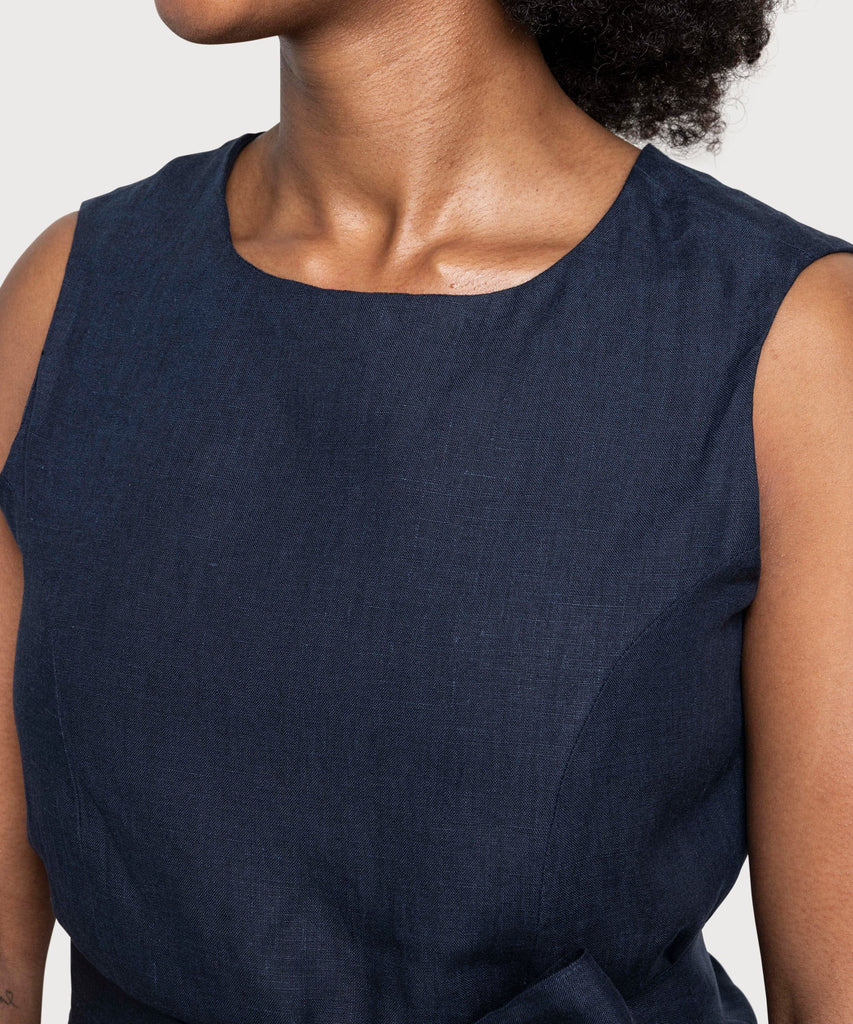 Long Sleeveless Linen Dress Miaki Swiss Made Womenswear