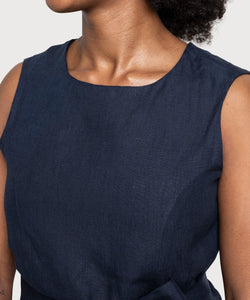 Long Sleeveless Linen Dress Miaki Swiss Made Womenswear