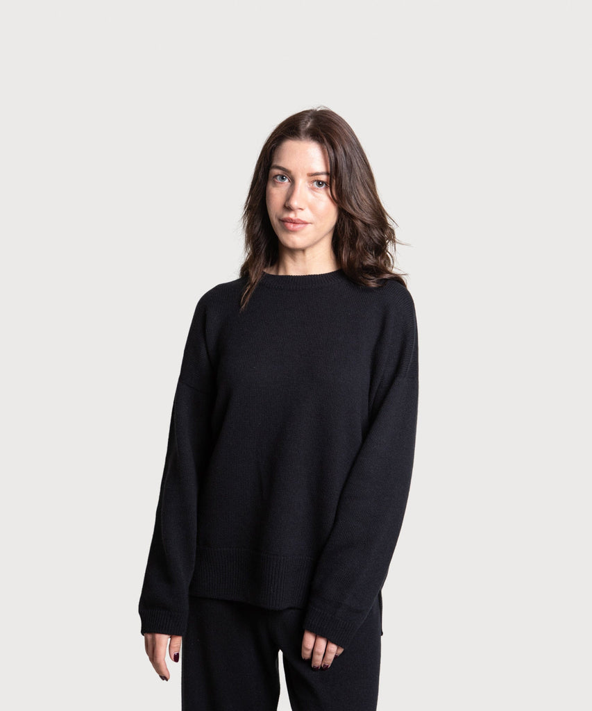 Black / XS Relaxed Wool Sweater Miaki Swiss Made Womenswear