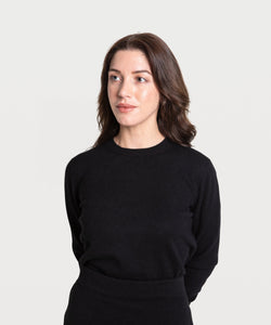 Black / XS Cashmere Roundneck Sweater Miaki Swiss Made Womenswear