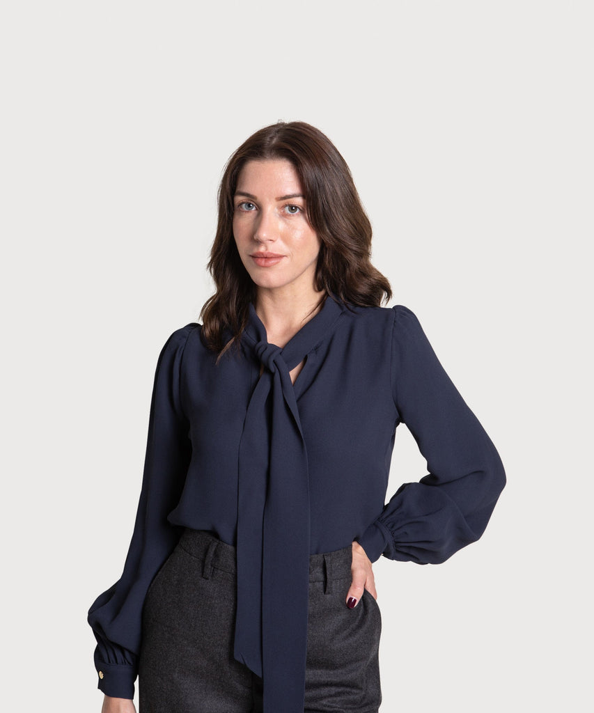 Bow Blouse Crepe Miaki Swiss Made Womenswear