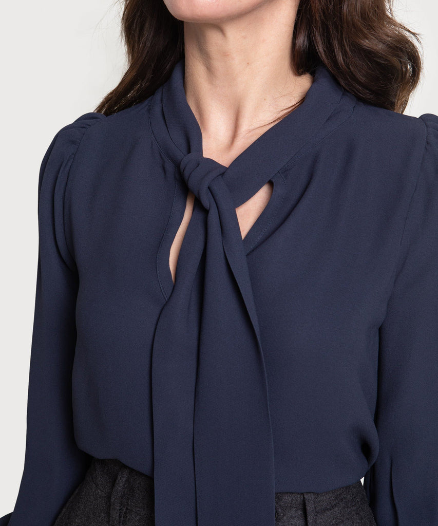 Bow Blouse Crepe Miaki Swiss Made Womenswear