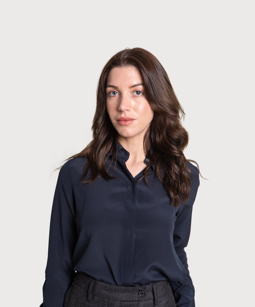 Navy / 34 Silk Blouse Miaki Swiss Made Womenswear