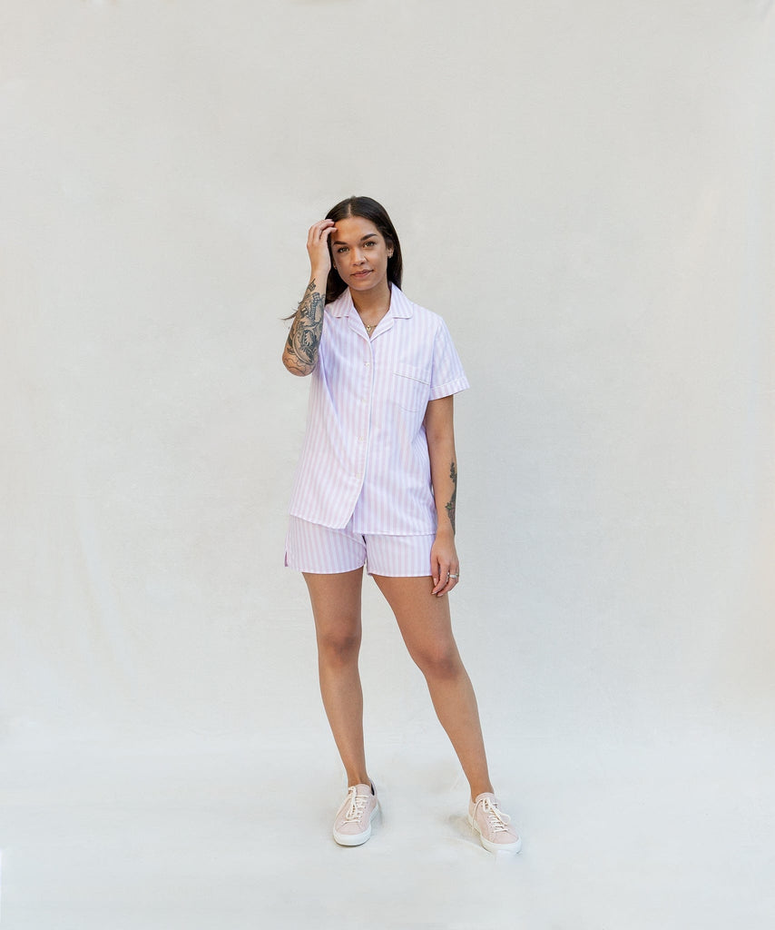 Striped Short Sleeve Pyjama Miaki Swiss Made Womenswear