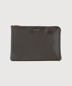 Olive Large Leather Pouch Miaki Swiss Made Womenswear