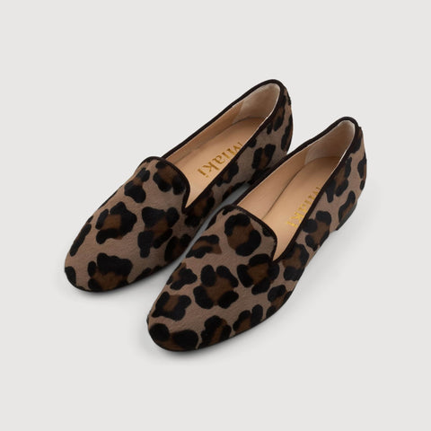 Dark Brown / 35 Leopard Slipper Miaki Swiss Made Womenswear