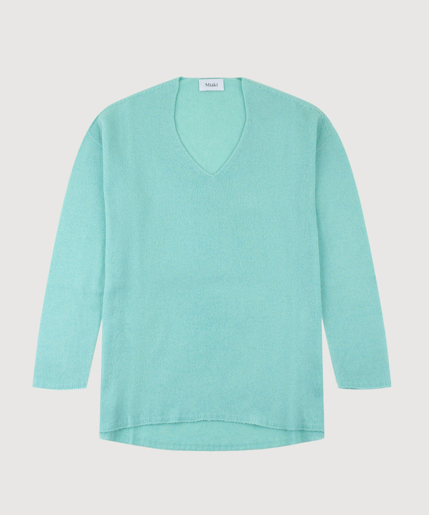 Aqua / S Light Cashmere Sweater Miaki Swiss Made Womenswear
