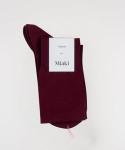 Bordeaux / S Long Cotton Socks Miaki Swiss Made Womenswear