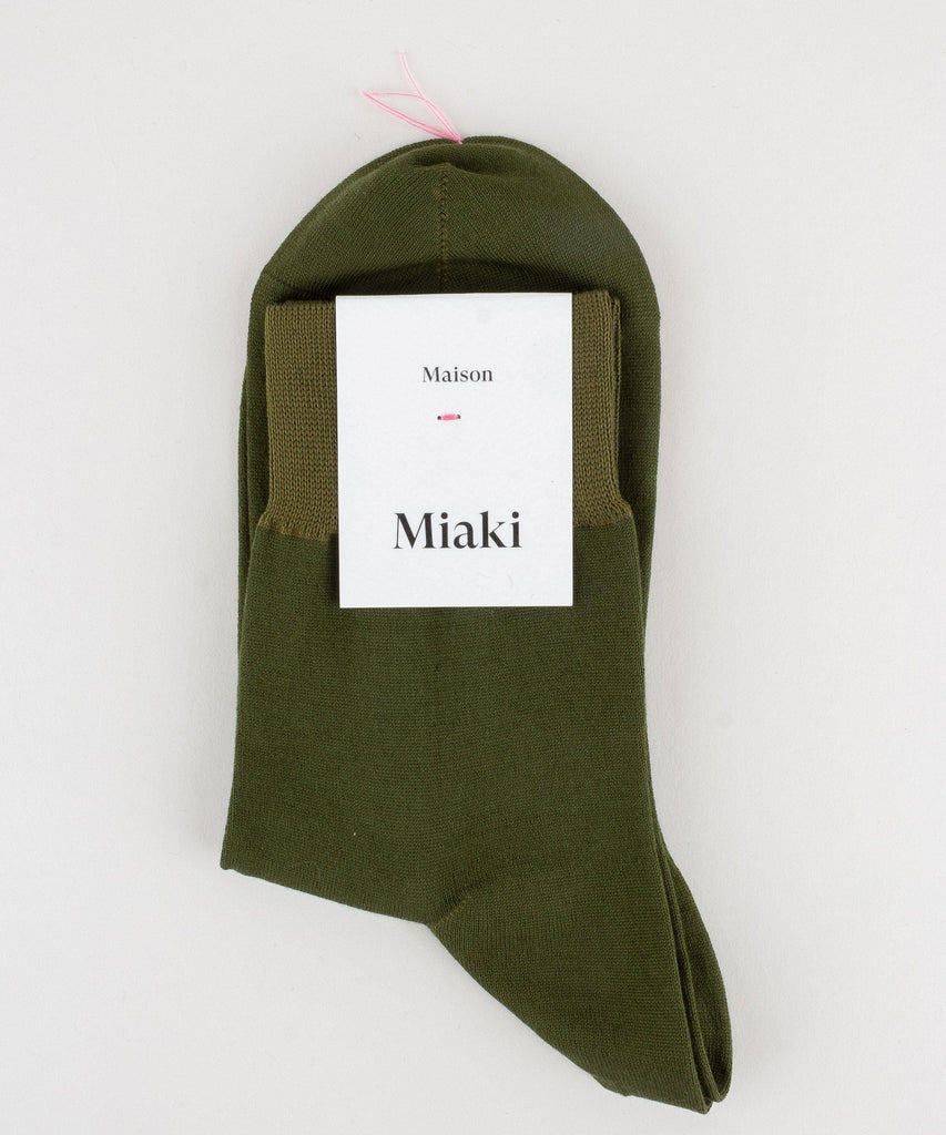 Olive / S Cotton Socks Miaki Swiss Made Womenswear