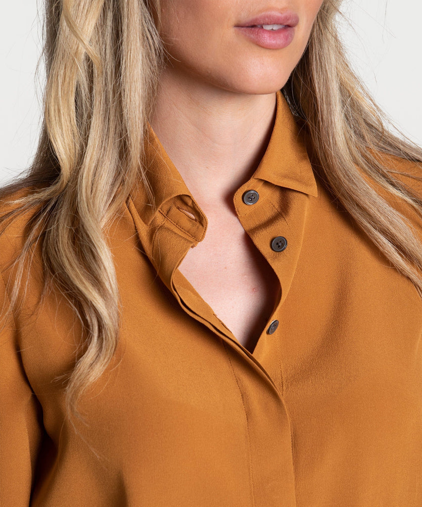 Chestnut/ / 34 Silk Blouse Miaki Swiss Made Womenswear