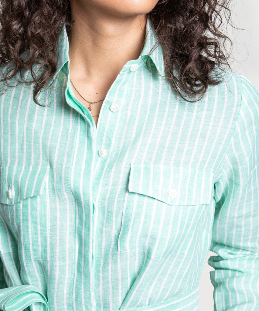 Striped Linen Shirt Dress Miaki Swiss Made Womenswear