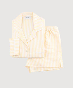 Yellow/ White / XS Striped Long Sleeve Pyjama Miaki Swiss Made Womenswear