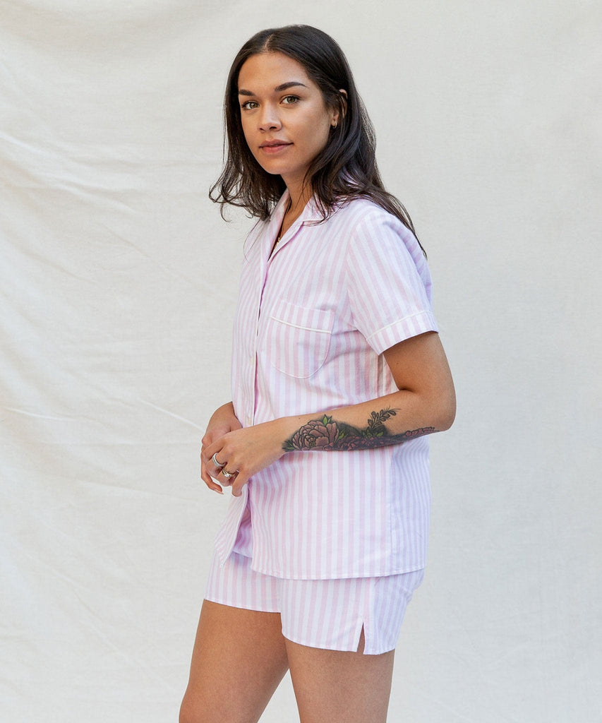 Striped Short Sleeve Pyjama Miaki Swiss Made Womenswear