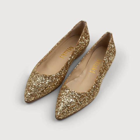 Gold / 36 Sparkle Slipper Miaki Swiss Made Womenswear