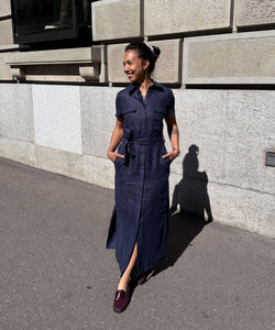 Long Short Sleeve Linen Shirt Dress