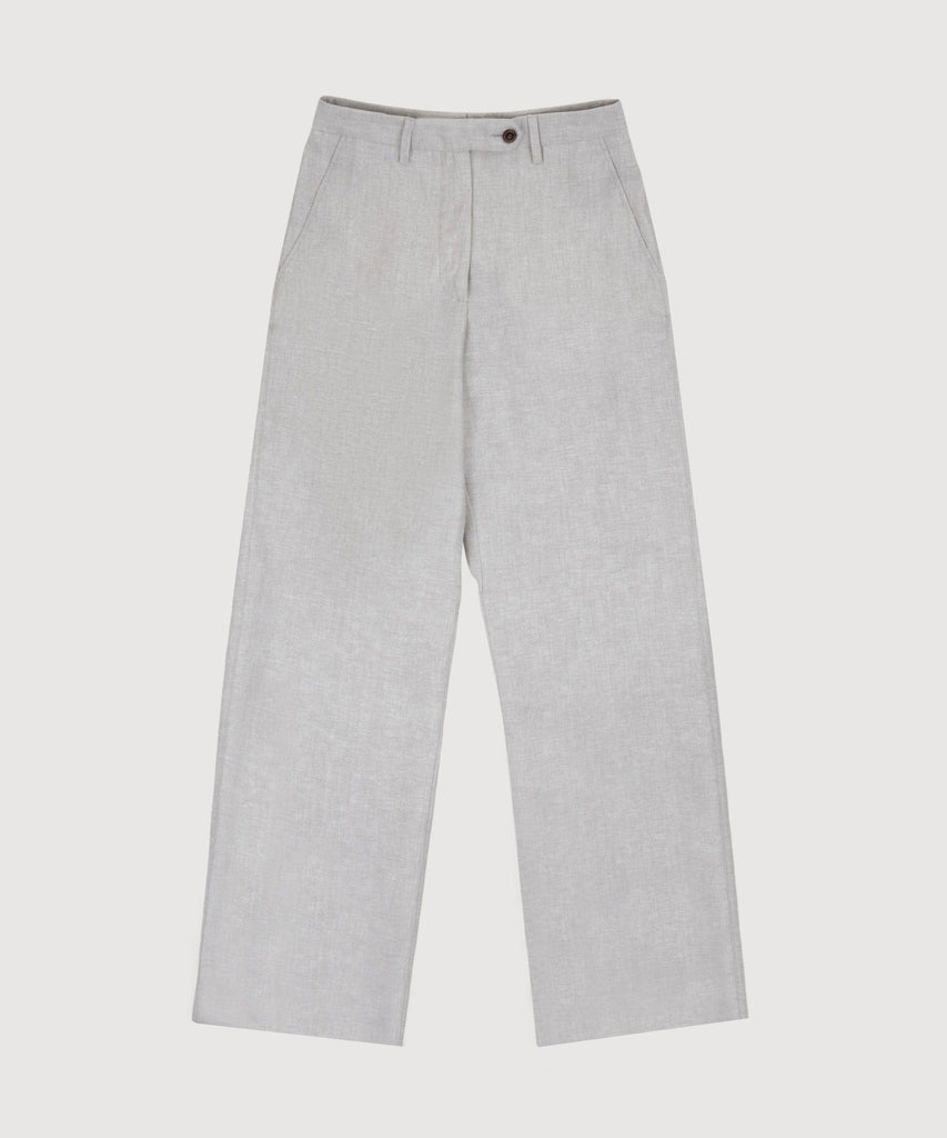 Wide Leg Linen Twill Trousers