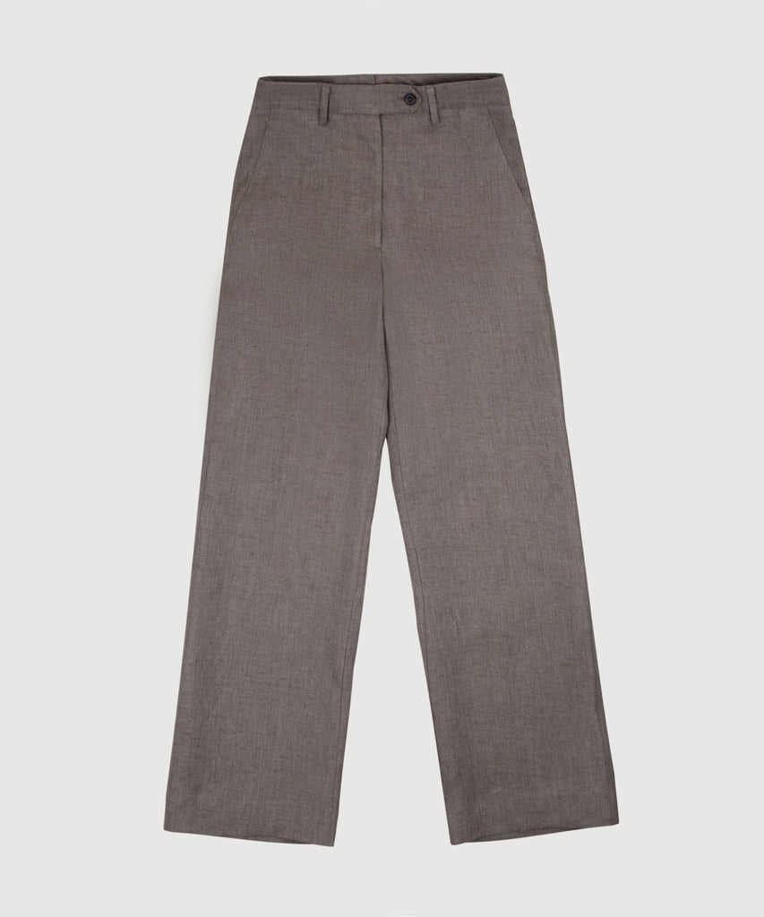 Wide Leg Linen Twill Trousers